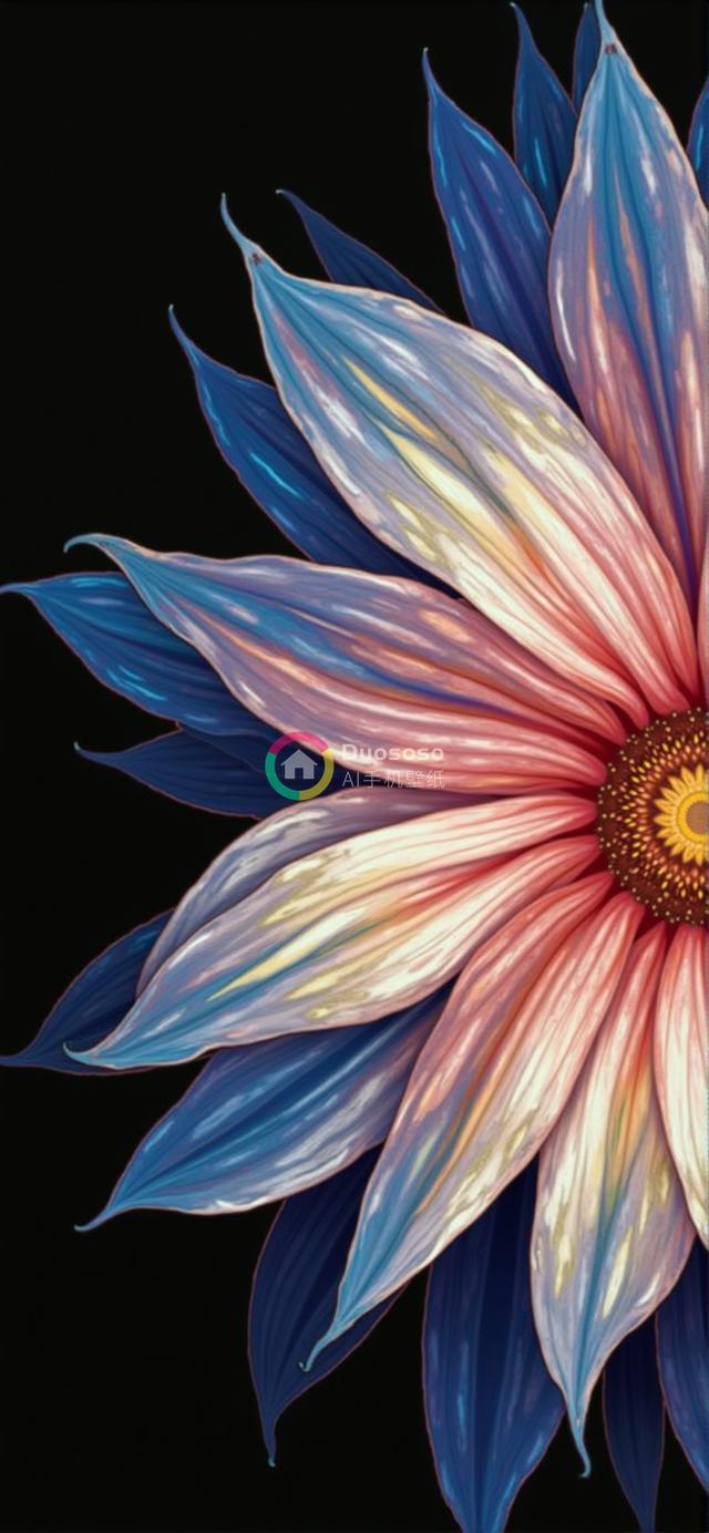 黑色背景下的炫彩花卉艺术特写