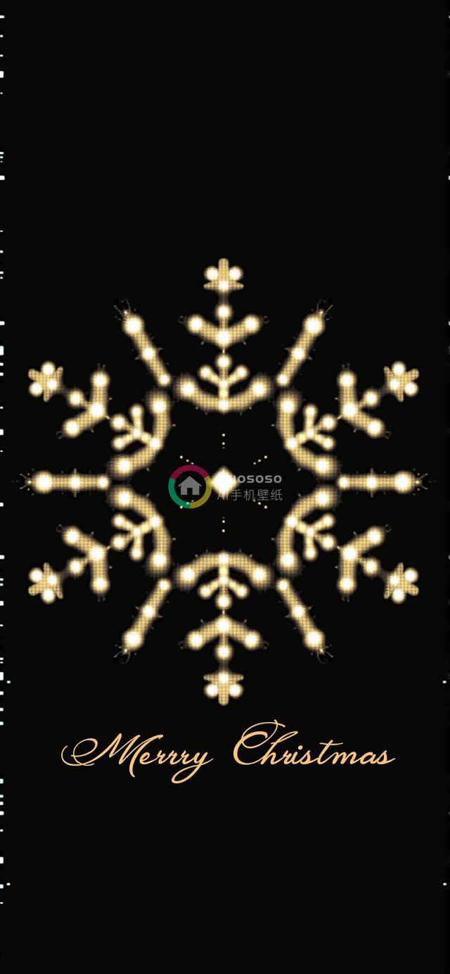 金色璀璨圣诞卡片：六角星光雪flake与优雅祝辞