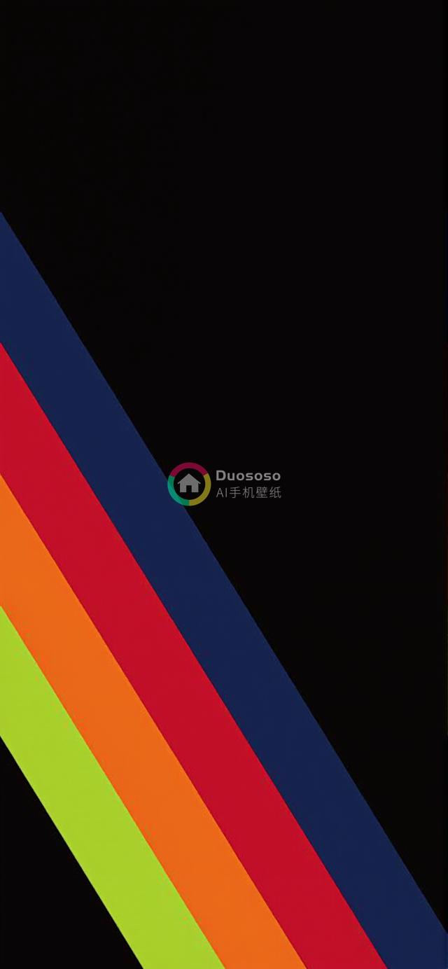 高对比色块抽象画：四彩条构成现代视觉冲击