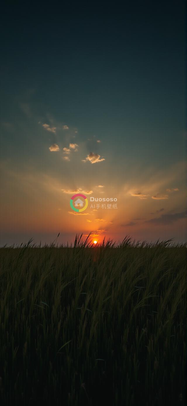 夕阳下高大草原的迷人风光摄影