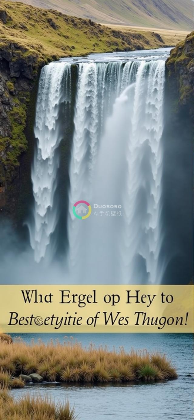 如梦似幻的长曝光瀑布照：绿意盎然的山丘背景下，苔藓覆盖的悬崖瀑布轻纱般泻入宁静水池