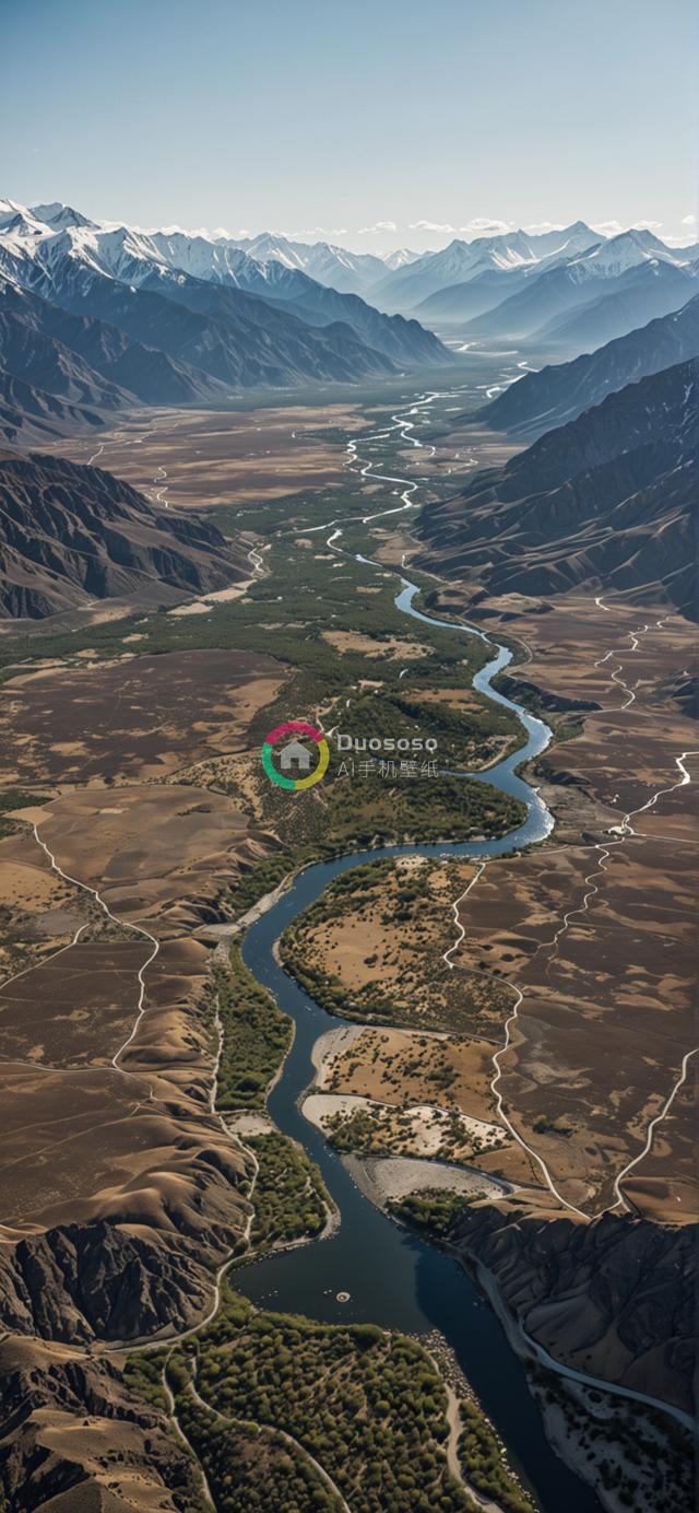 高空俯瞰蜿蜒河流穿越壮美峡谷的震撼摄影