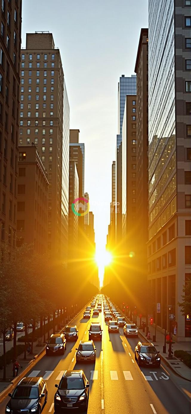 城市繁华街景日落高楼摄影