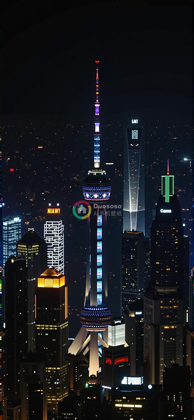 夜幕下的上海东方明珠：璀璨都市风光摄影