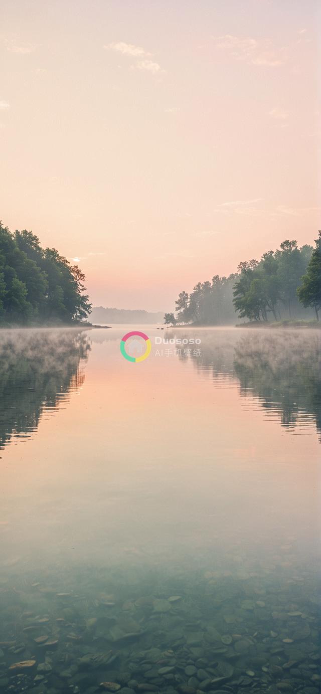 晨曦湖光仙境：低角度拍摄的宁静湖泊美景