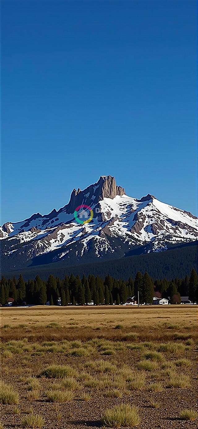 雄伟雪峰映衬宁静景致：苍松森林与金色草甸间的壮丽风光