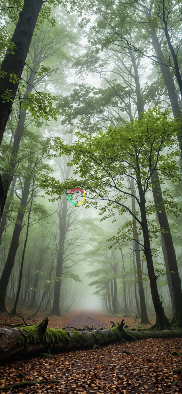 迷雾森林中的幽深路径摄影