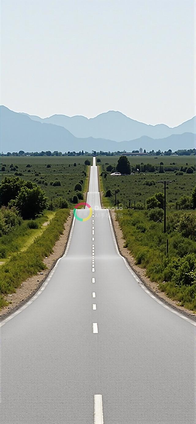 无尽乡间道路摄影：通向远山薄雾的孤独探险