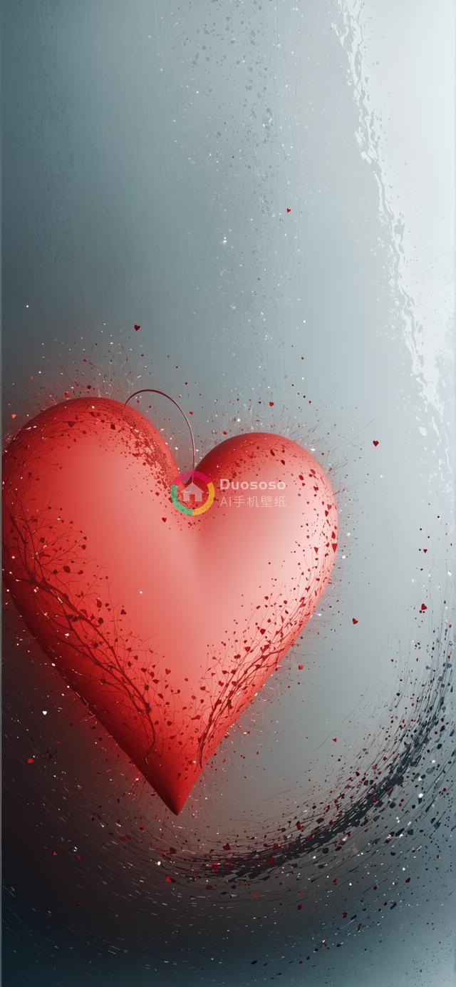 立体动感红心纹理背景艺术渲染，彰显爱情热情与复杂情感