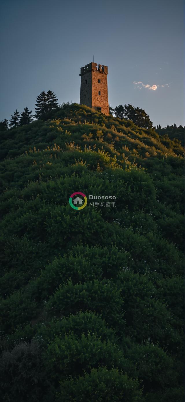 落日余晖下的孤峰石塔：古迹苍茫映月空