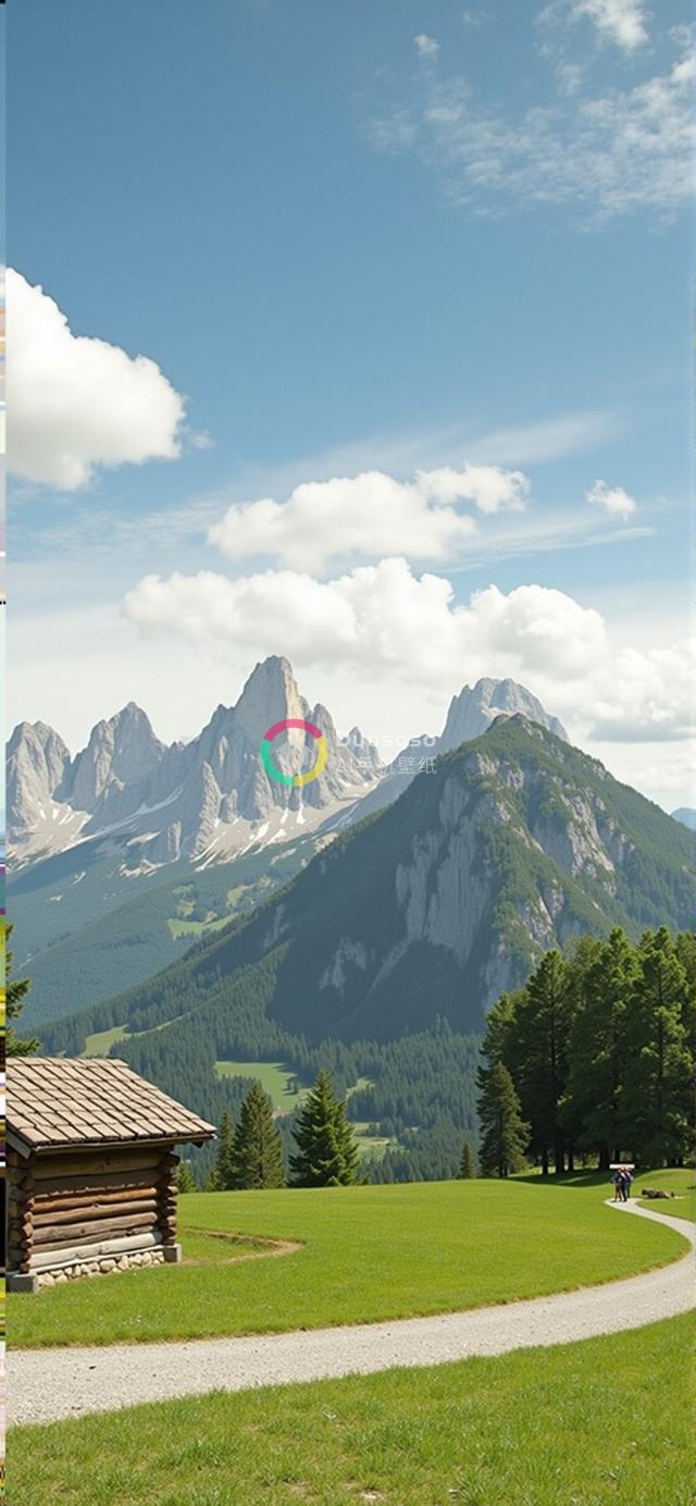 意大利多洛米蒂山脉壮丽风光：木屋、高峰与翠谷的宁静画卷