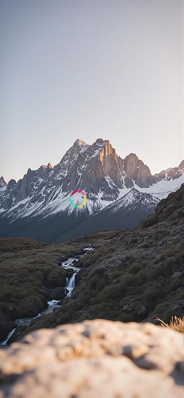 落日余晖下的雪山壮丽风光