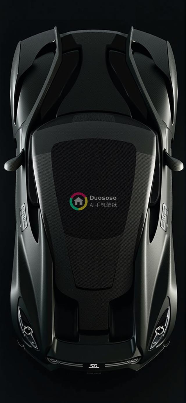 黑色碳纤维未来派低趴超跑原型俯视渲染图展现极致动感