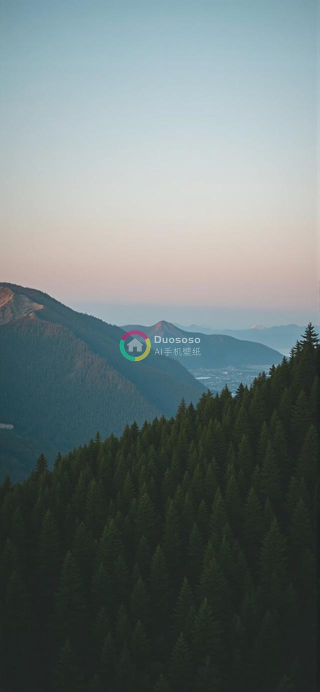 俯瞰苍翠松林山脉：黄金时刻的宁静与自然壮美