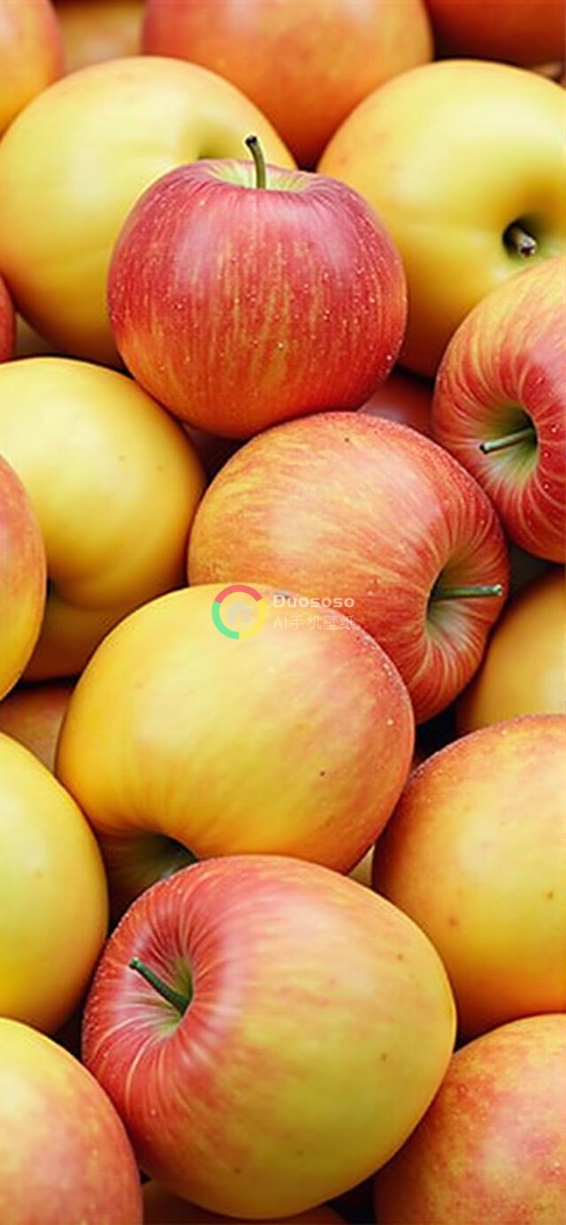 丰盈红黄苹果堆照：鲜润光泽映丰收
