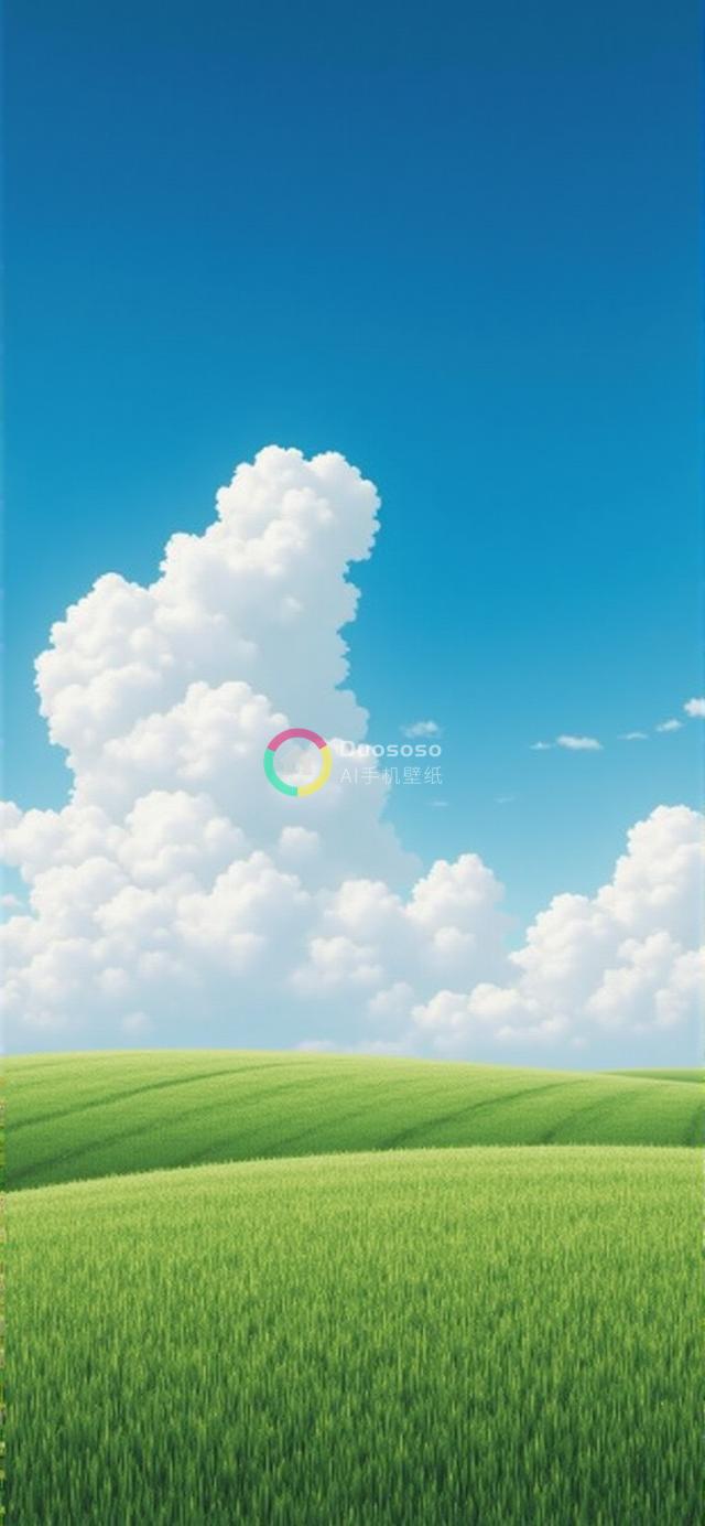 宁静夏日风光：翠绿田野与湛蓝天空的绝美呈现