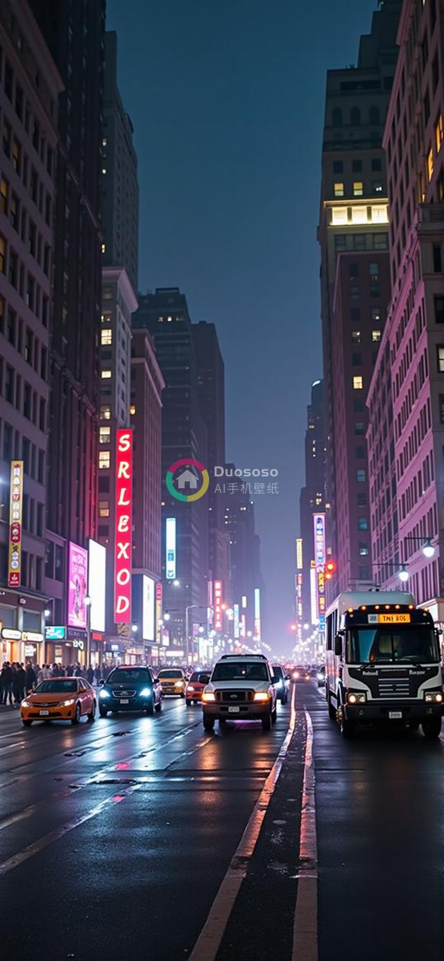 夜幕下繁忙都市街道的俯瞰光影长廊