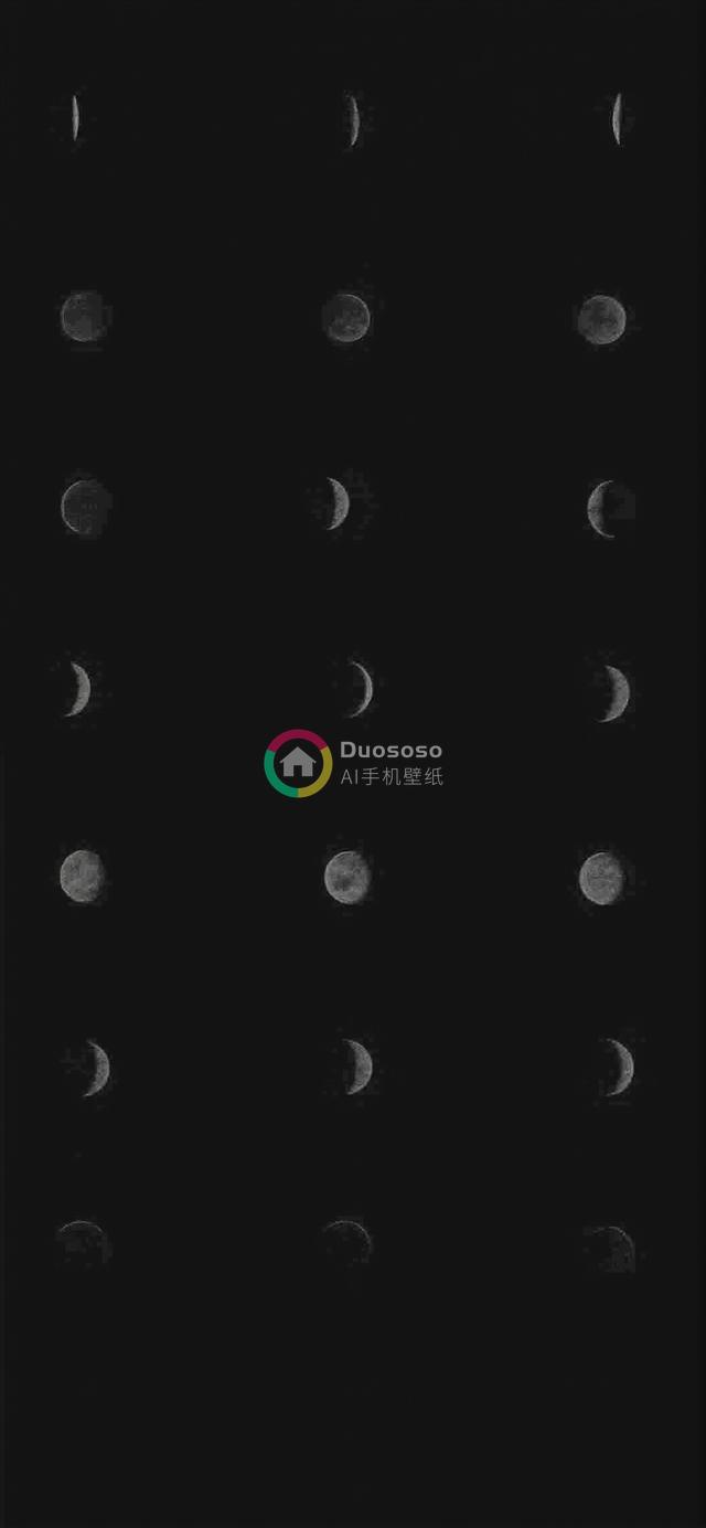 极简主义风格月球周期垂直三列展示图