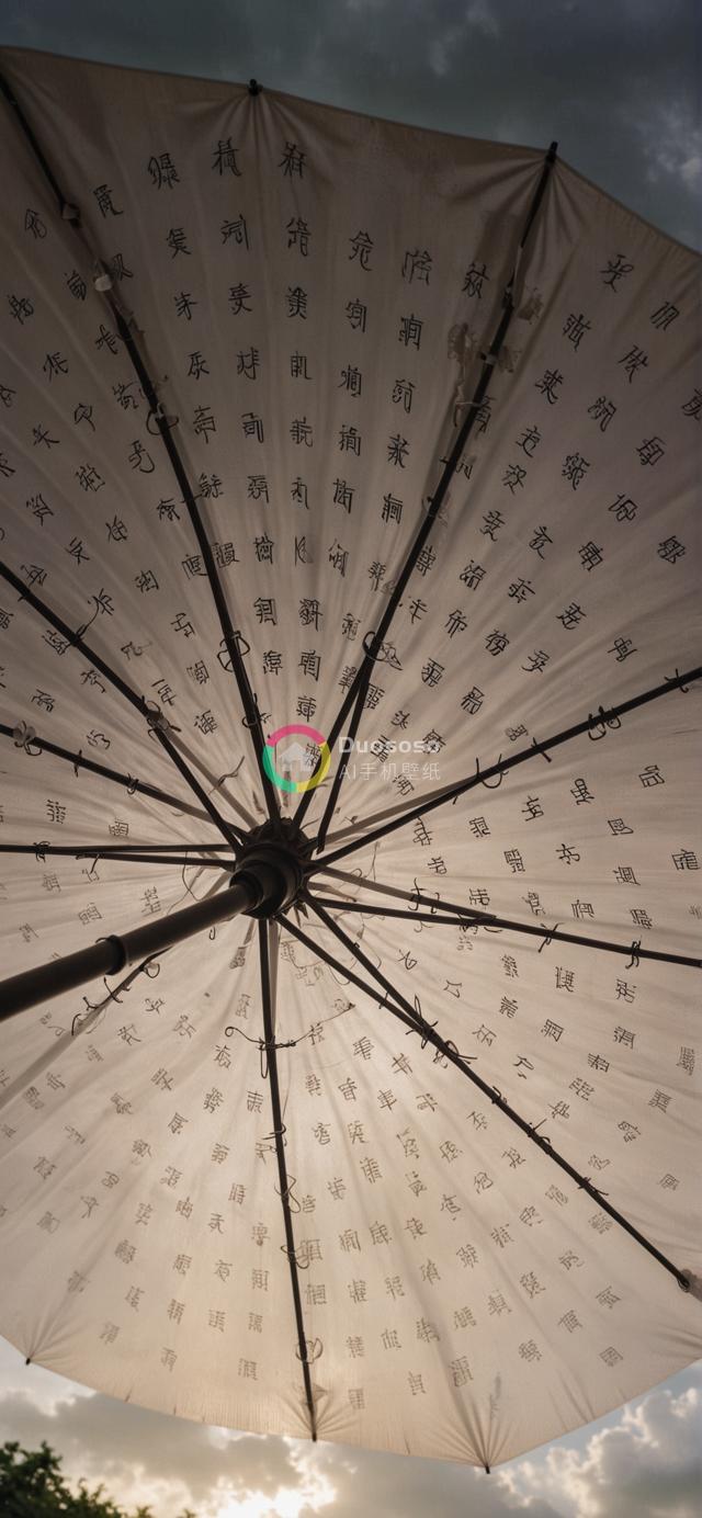 诗意金属辐条乳白伞底摄影展现宁静与文化韵味