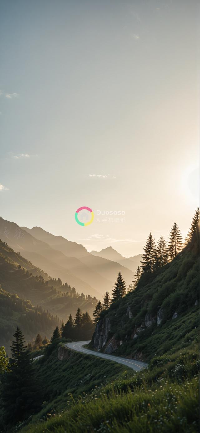 落日余晖下的盘山公路仙境摄影