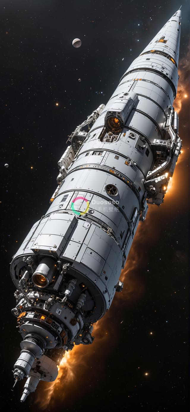 星际旅航：未来主义流线型飞船穿越深邃太空的壮观渲染