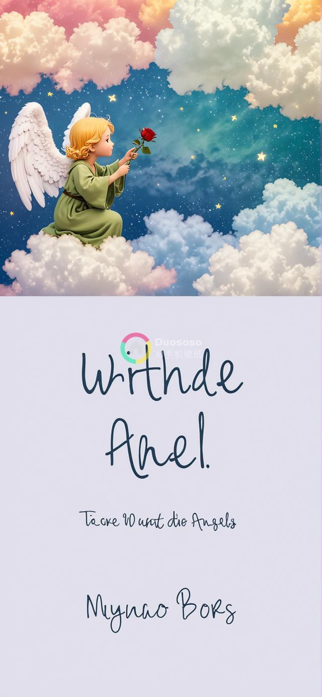 梦幻夜空下的天使：手持玫瑰的纯真男孩云朵下跪