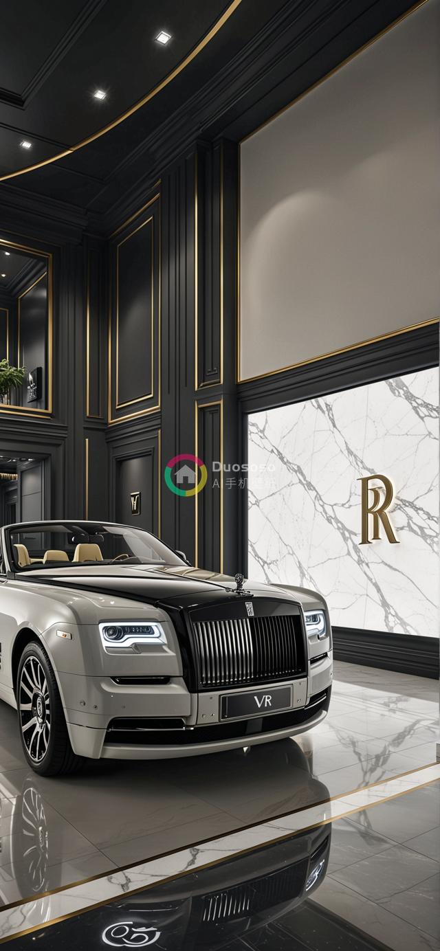 高端展厅内的奢华白色劳斯莱斯Dawn敞篷车：尽显尊贵与品味