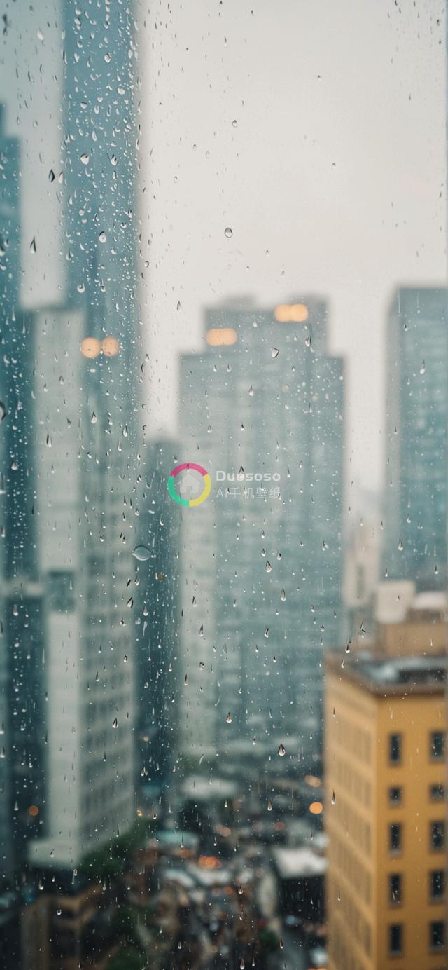 高角度雨幕都市风光摄影展现模糊深度感