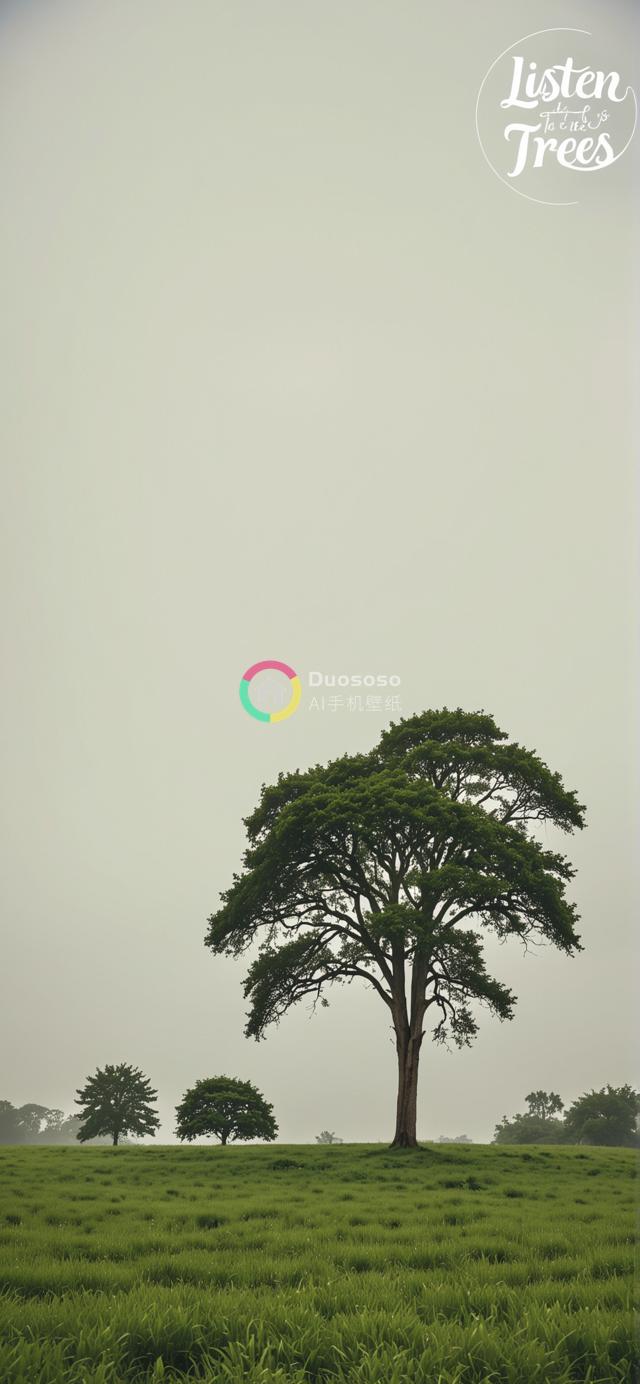 孤独树影映绿野，宁静平和尽收眼底