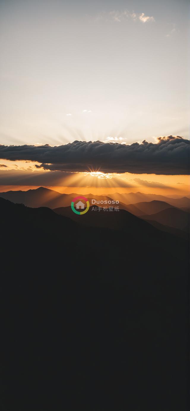 山峦之巅落日余晖映霞光：绝美落日山景摄影