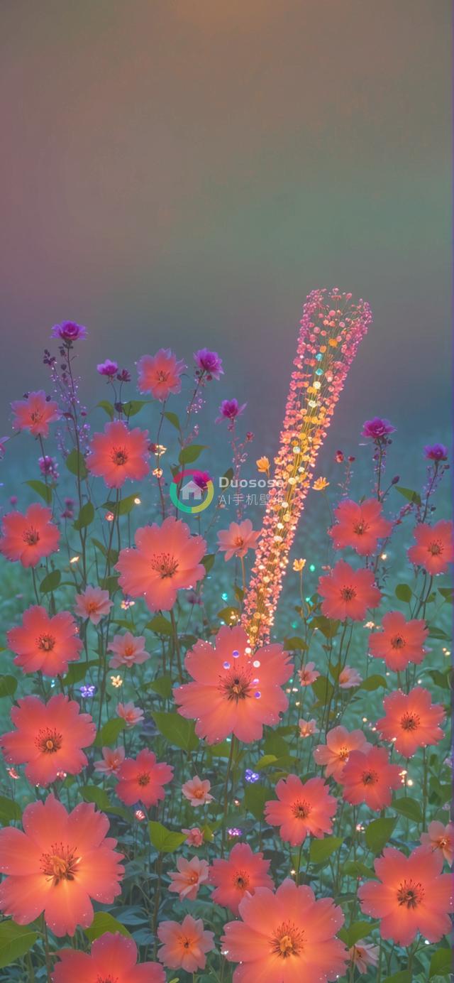 粉色波斯菊田野的魔幻光影 low-angle 近摄艺术