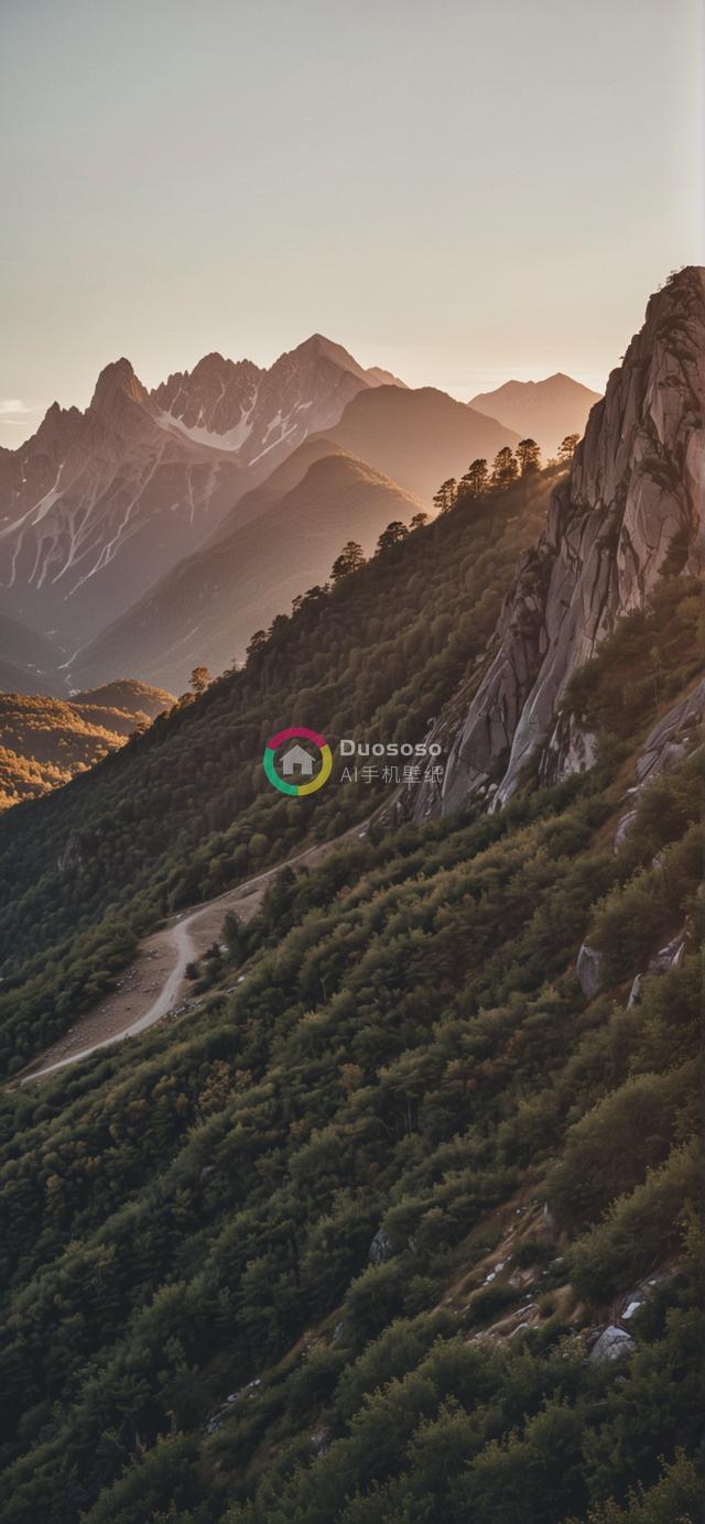 落日余晖下的壮美山脉摄影：金光闪耀与宁静壮丽