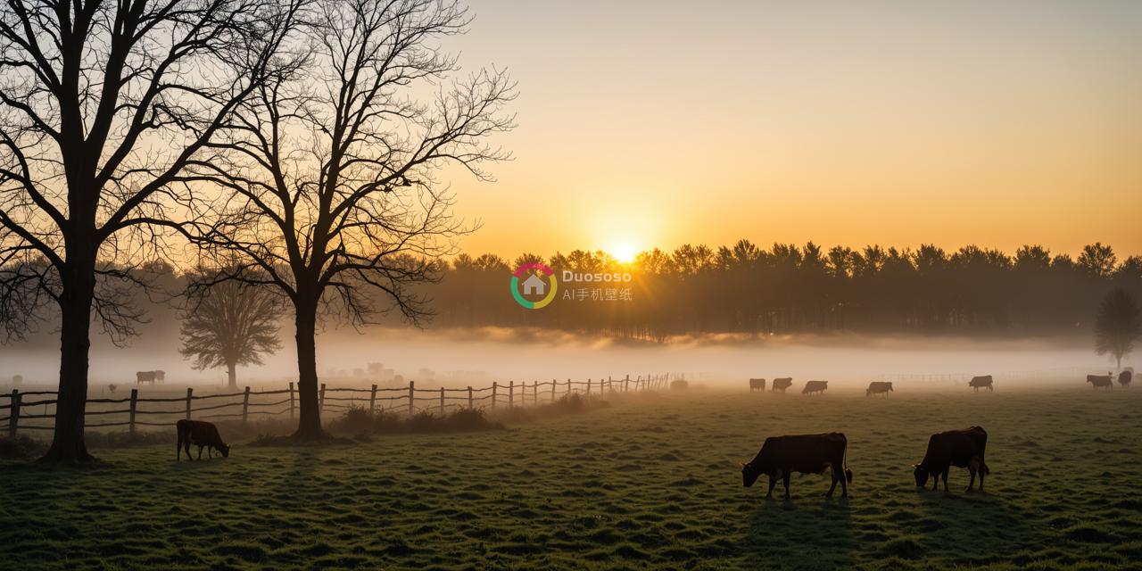《清晨微雾中的宁静与自然》