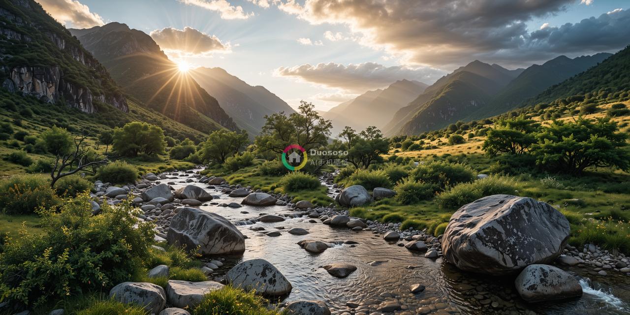 ### 壮美山谷夕阳图：自然宁静之美