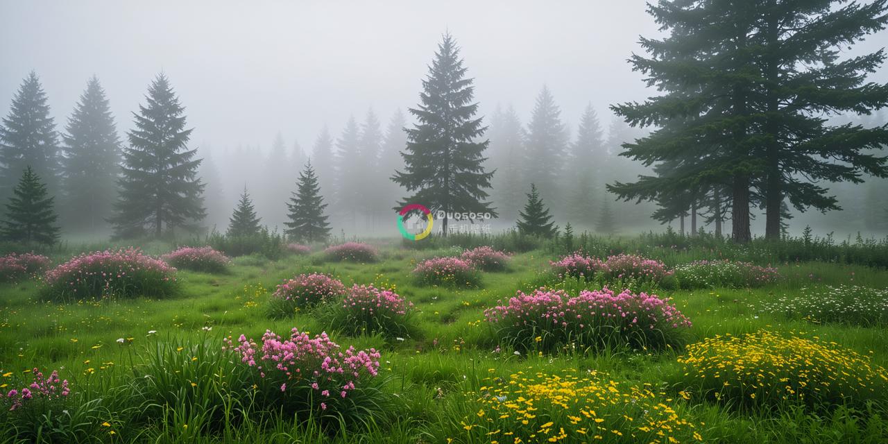 一片眼平视处的雾蒙蒙草地，自然中的宁静与和谐。