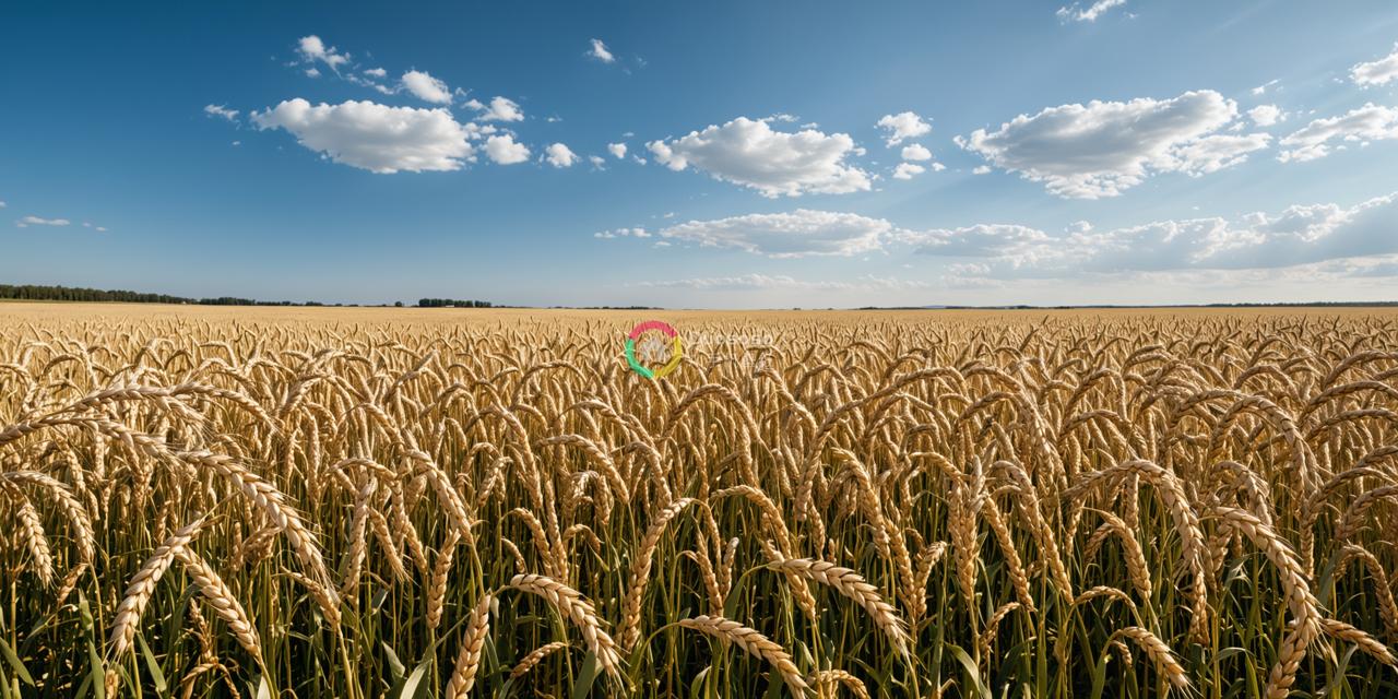 “一片金黄的 wheat field，从低角度展现一片 vast、充满丰收气息的空间。”
