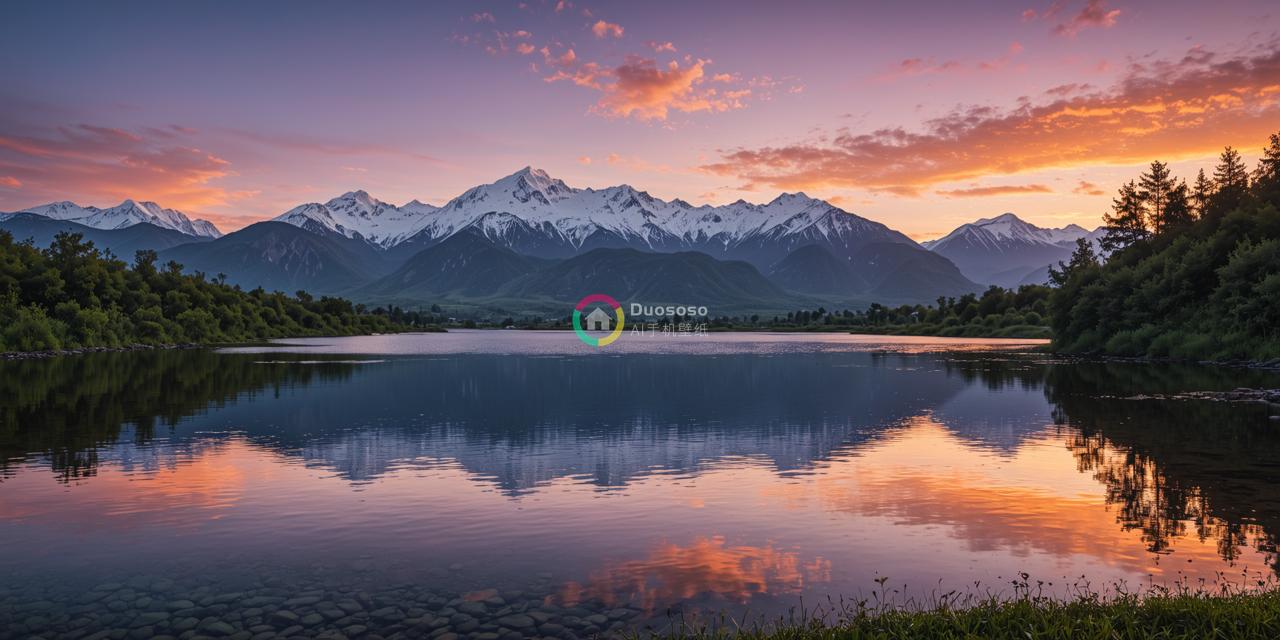 雪山映水天际流霞，静谧山水尽览风情