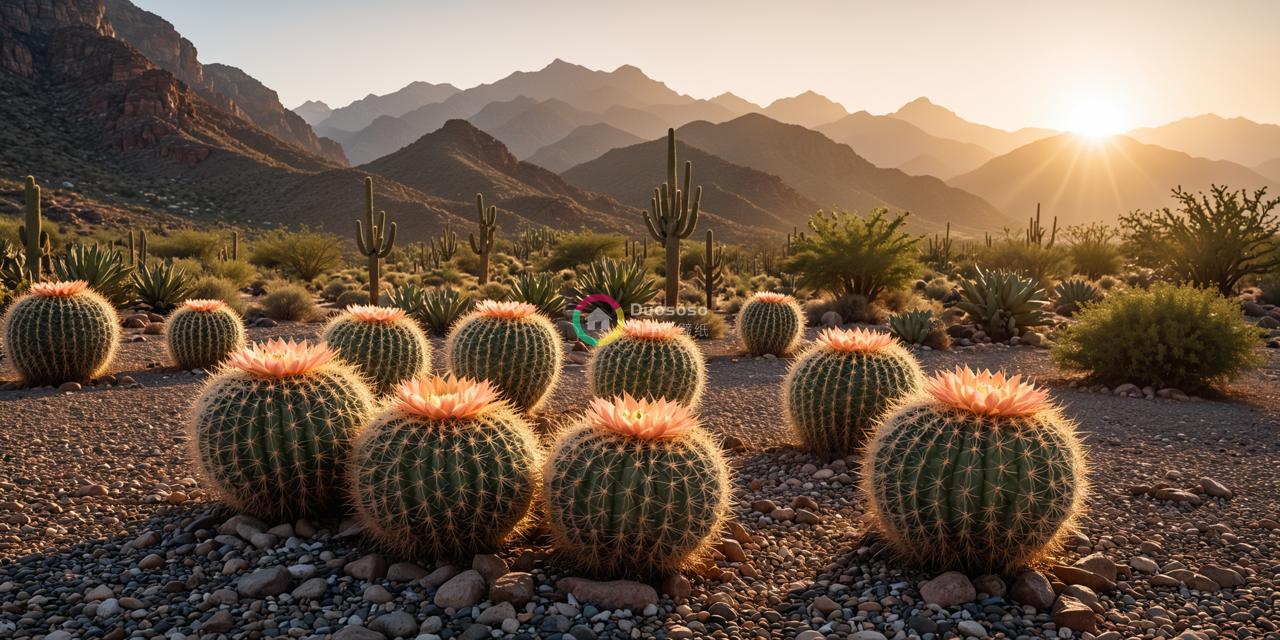 清晨沙漠：花开与壮丽山脉的完美结合