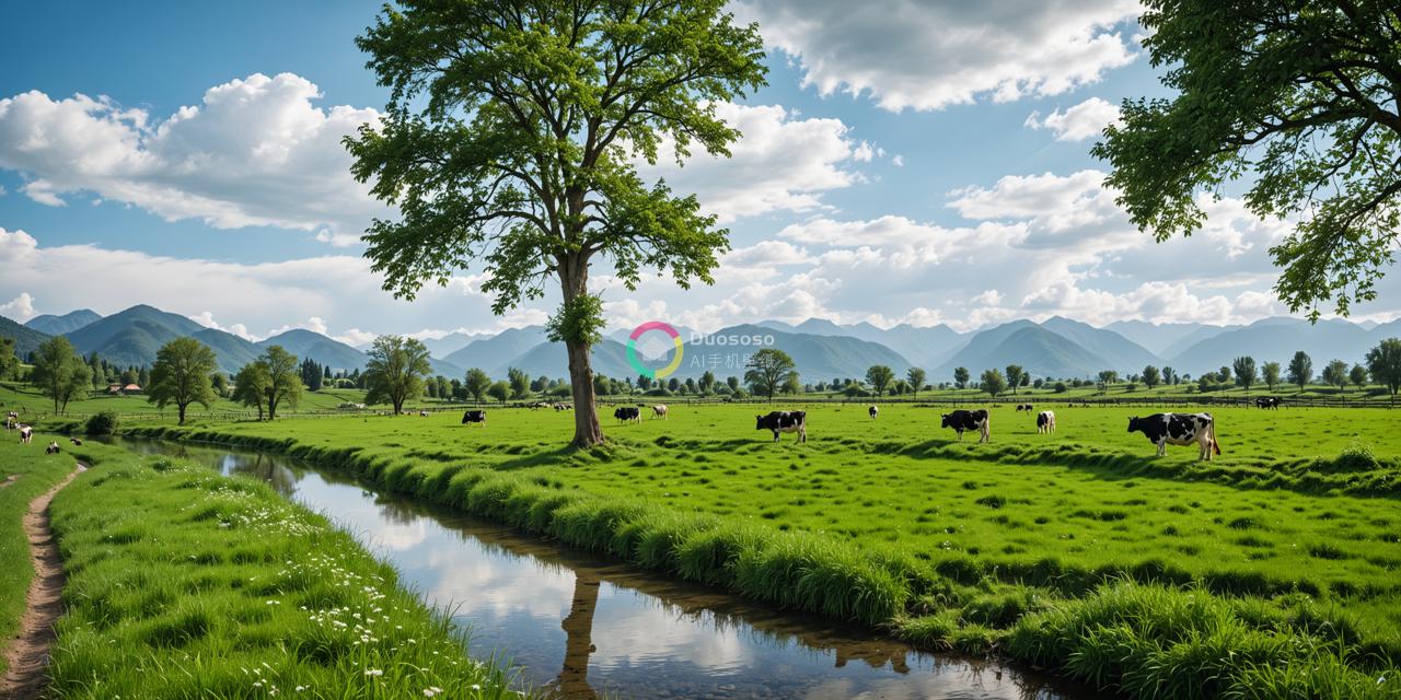 《紫色天空下的绿色牧场》