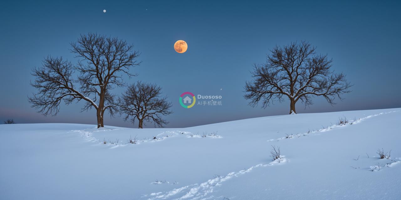 “雪山月光下的宁静森林”