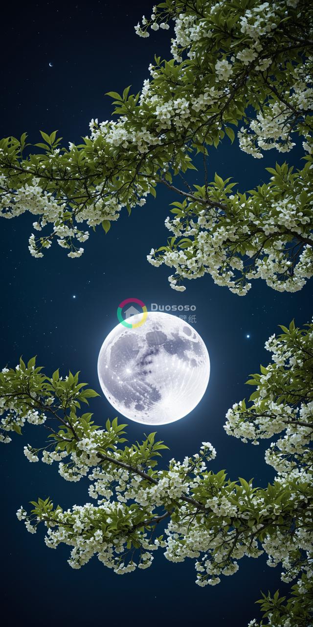 明月高悬夜空静