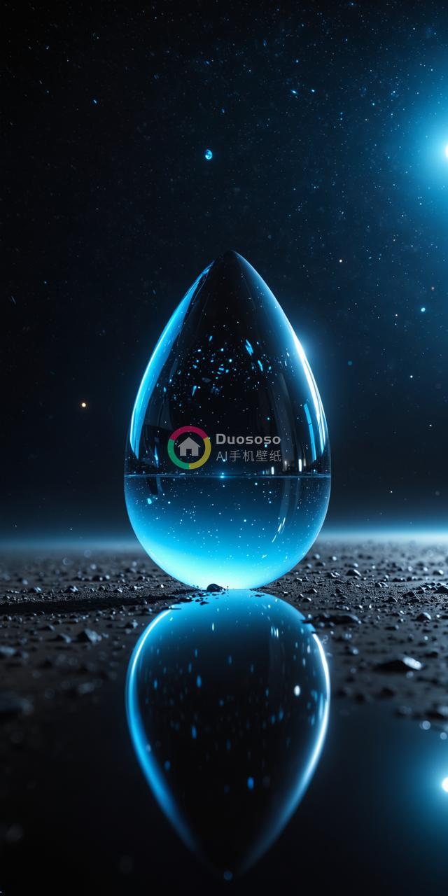 蓝色水滴映照暗夜星