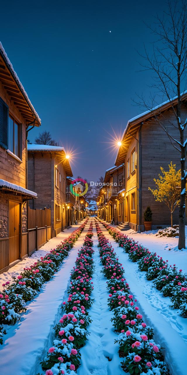《冬日雪景下的小巷生活》