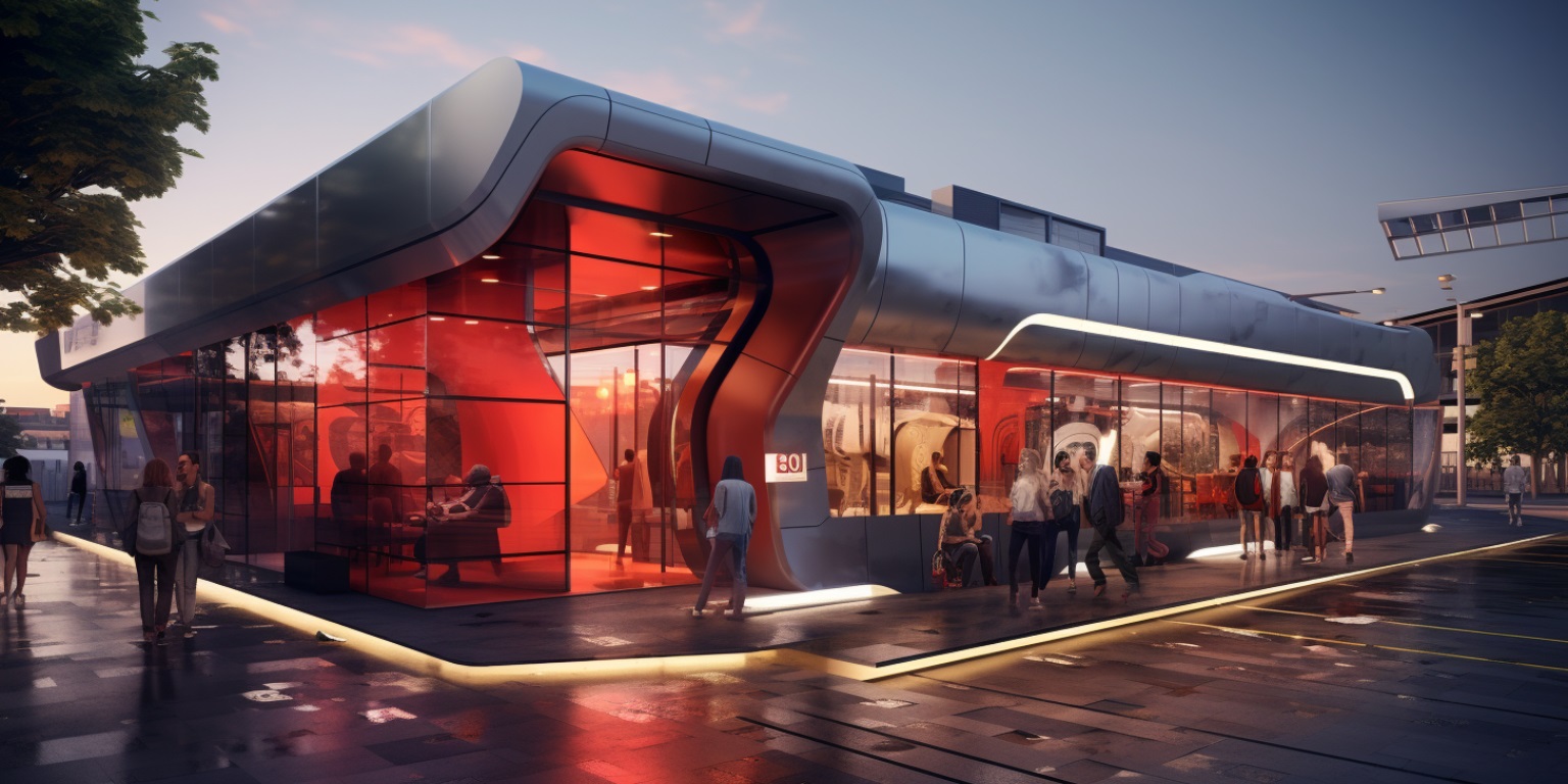 AI商业建筑:urban station is a compact and versatile modular space, needs of ...