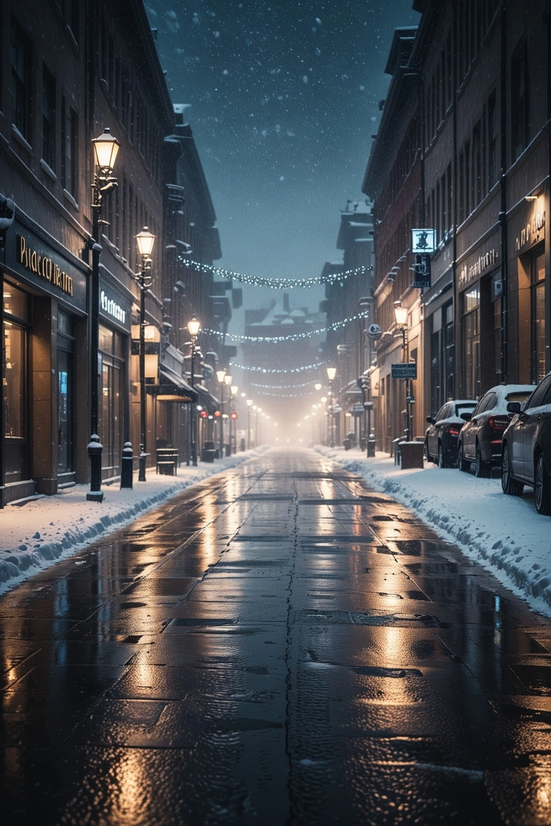 暴风雪中的城市街道 暴风雪中的城市街道